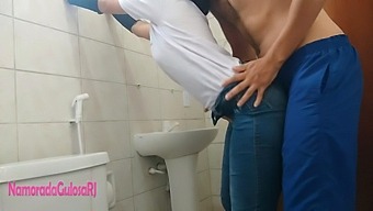 Bathroom Quickie: Latina Couple Gets Caught In The Act